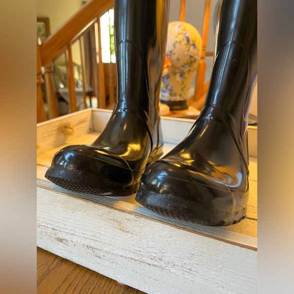 Hunter Original Tall Gloss Rain Boots BLACK size 6 women's • EUC • Nice - Picture 9 of 13